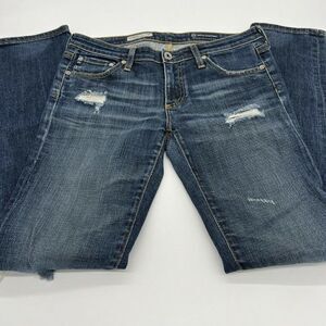AG Jeans Women 27x30 Stilt Cigarette Leg Med Wash Adriano Goldschmied Distressed